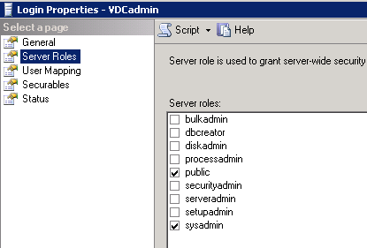 2.3 Toimenpiteet palvelimella ennen asennuksen käynnistämistä 1. Perusta Windows-käyttäjätunnus VDCadmin, salasanan voit valita vapaasti.