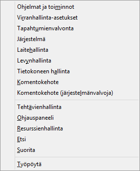 voidaan käynnistää erilaisia sovelluksia tai avata tiedostoja. Vasta hankitussa koneessa työpöytä saattaa olla varsin tyhjä.