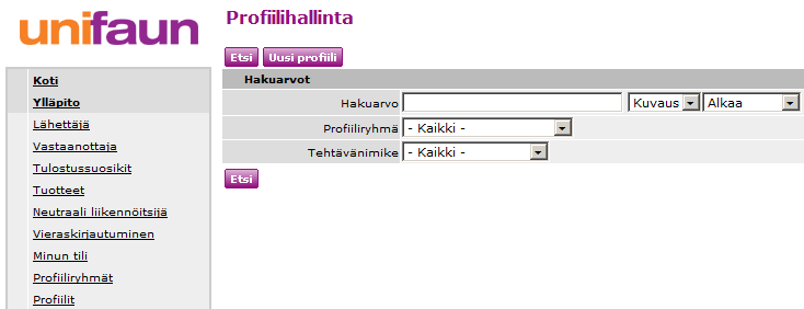 Anna uudelle profiiliryhmälle uusi nimi ja vaihda tarvittaessa uuden profiiliryhmän kuvaus. Paina lopuksi.