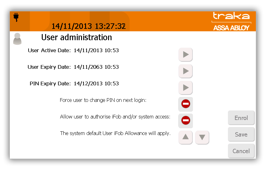 7. Valitse Access-näkymästä, mihin ifobeihin haluat antaa pääsyoikeuden ja haluatko antaa mahdollisuuden tarkastella raportteja. Kukin näkymänpainike vastaa ifobia kaapissa esim.