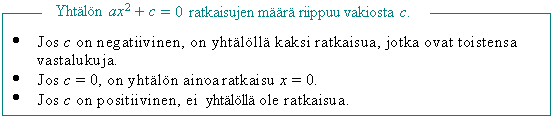 6. Vaillinaiset toisen asteen yhtälöt I Toisen asteen yhtälön yleinen normaalimuoto on a b c 0 Jos yhtälössä esiintyy kaikki termit, sanotaan sitä täydelliseksi toisen asteen yhtälöksi.