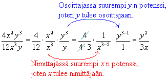 9. Monomin jakaminen monomilla* Kuten murtoluku, myös murtolauseke pyritään esittämään mahdollisimman yksinkertaisessa muodossa.