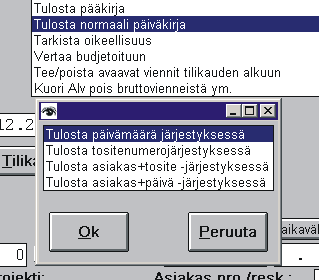 Lajittelun voi myös merkitä koskemaan vain haluttua aikaväliä. 26.4.2004 Laske sopivien tietueiden määrä laskee myös tositteiden määrän ottaen huomioon vastaviennit ja vastatilittömät viennit. 11.5.