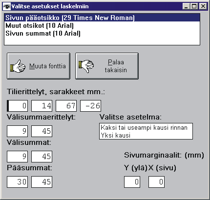 3.9.2004 ALV ilmoituslomakkeen valvontaosa voidaan tulostaa erikseen. Mukana myös uusi TYVI -lomake. 7.9.2004 Kirjanpidon kriteeri-ikkunaan annetut kriteerit voi tallentaa ja käyttää pikavalintana. 8.