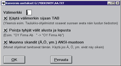 Muut lisäykset ja muutokset Datamikeen 2.12.2002 Lajittelu voi olla käänteinen. 1.3.2003 Ohjevideoita CD:llä Datamiken käytöstä. Ohjevideon voi käynnistää asennus-cd:ltä.. 26.3.2003 "Datamiken asetukset ja tiedostot" ikkunassa tiedostonimi -kentissä on kulmanappi, josta voi korjata ko.