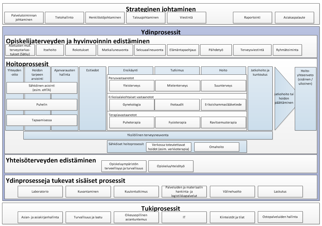 Kuva : Ylioppilaiden terveydenhoitosäätiön prosessikartta.