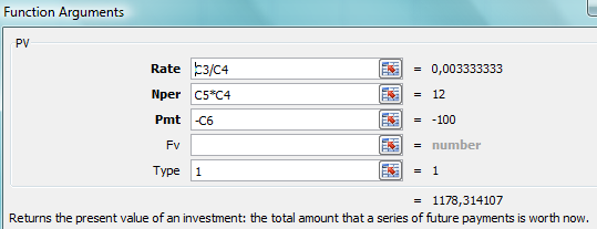 Excel 2007 Funktiot 16 Nykyarvo (PV) Laskee tulevan arvon, kun tiedetään maksuerän suuruus, korko ja maksukertojen määrä. PV(Rate, Nper,Pmt) NA(Korko, jaksojen määrä, määrä) Esim.