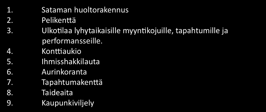 32 (52) kiinnostavuutta jo rakentamisaikana. Ympäristötaiteella tarkoitetaan pysyvää ympäristötaidetta, rakennusaikaista taidetta ja monipuolista väliaikaista käyttöä.