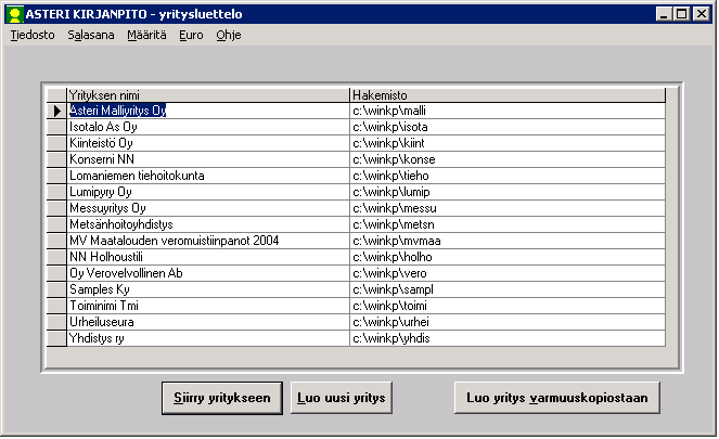 ASTERI KIRJANPITO Windows-ohjelma Vuosipäivitys 13.9.