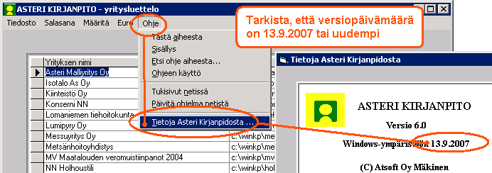 PÄIVITYKSEN ASENTAMINEN Laita cd asemaan. Jos alkutaulu ei käynnisty, suorita cd-levyltä d:\asenna.exe. Jos olet asentanut ohjelman muualle kuin C:\WINKP kansioon, muuta Unzip to Folder kohtaan ao.