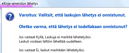 VARMISTUSTOIMINTOJA ESTÄMÄÄN KÄYTTÖVAHINKOJA Jos muodostettavan laskun päiväys on yli 4 pv, tulee siitä kuvan mukainen varoitus.