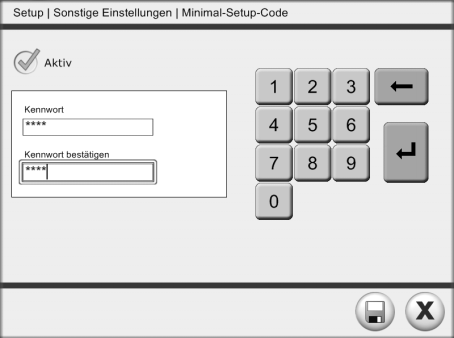 3.3.6 Minimal-Setup koodi Kun Minimal-Setup koodi on aktivioitu, osa Setup-asetuksista (= Minimal-Setup) voidaan hakea ilman setup-näppäimen painamista syöttämällä koodin.