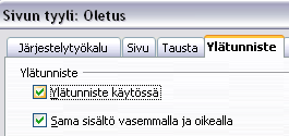 - 154 Alatunniste asetetaan samoin kuin edellä ylätunniste, mutta toimenpiteenä on Lisää -> Alatunniste -> Kaikki.