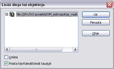 - 230 - Nyt avautuu näyttö, jossa valitaan lisättävät diat: napsauta plus-merkkiä (+), jolloin avautuu luettelo esityksen dioista, ja pitämällä Ctrl-näppäintä alhaalla voit valita napsauttamalla