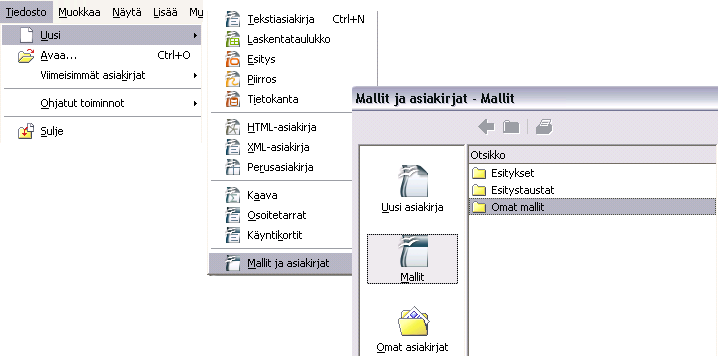- 70 - Edellä kuvattu periaate toimii samanlaisena kaikissa OpenOfficen ohjelmissa (Writer, Calc ja Impress). 2.21. Miten asetan oman oletusmallin OpenOffice-käynnistykseen?