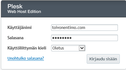 3 1 Palveluun kirjautuminen selaimella Palveluun kirjaudutaan selaimella osoitteessa http://webhotelli.also.fi:8443.