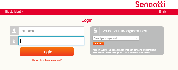 SELECT AUTHENTICATION METHOD Choose user name and password or Virtu authentication Use the same authentication method