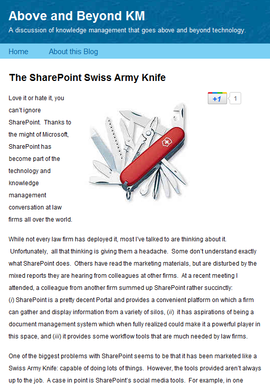 The SharePoint Swiss Army Knife While not every law firm has deployed it, most I ve talked to are thinking about it. Unfortunately, all that thinking is giving them a headache.