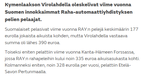 Peliautomaattien määrä per alueen asukasmäärä?