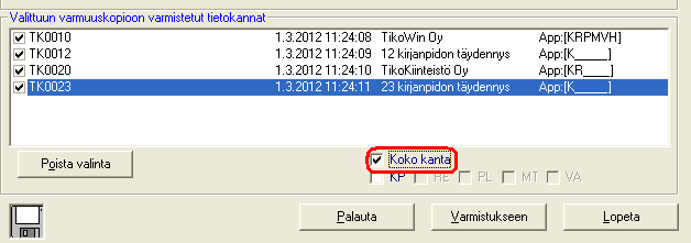 Maaliskuu 2012 14 (19) Nyt se on palautettu käyttöön, mikä helpottaa suuren kantamäärän palauttamisia. 4.4. Tikon.NET ylläpito (6.1.2) 4.4.1. Ylläpitosovelluksen CPU käyttöä lepotilassa on tehostettu Uuden ylläpidon avoinna pitäminen taustalla ei vie enää CPU aikaa.