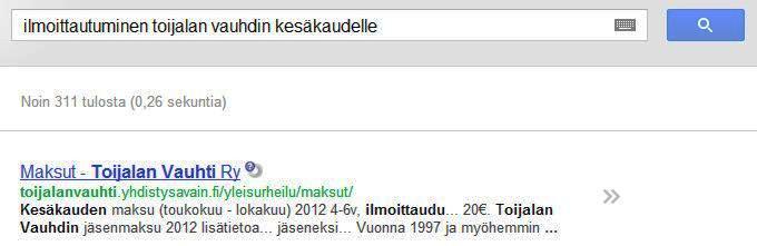 Tapahtumapohjaiset haut muodostavat noin 10 % Googlessa tapahtuvista hauista.