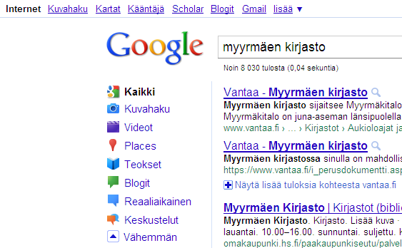 Googlea edistyneesti 1/3 Scholar = tieteellinen aineisto