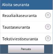 Laitteen uudelleen käynnistäminen, A-GPS-tilan asettaminen (lataus vanhentuessa), GPS/GSM-tehot ja haukkuäänenvoimakkuus Lähetä kaverille.