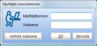 OHJELMAN KÄYTÖN ALOITUS OHJELMAN KÄYNNISTÄMINEN Kun ohjelma käynnistyy, avautuu ruutu Käyttäjän tunnistaminen.