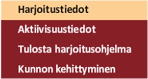 Näin muokkaat harjoitusohjelmaasi ja tavoitettasi Harjoitustiedot asetaan ensimmäisellä käyttökerralla (ei pika-aloituskyselyssä).