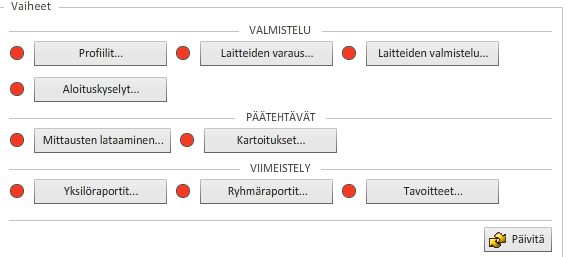 34 Huom! Tallennus voidaan suorittaa myös mittausten alku- ja loppupäivämäärien ulkopuolella, mikäli esimerkiksi sairastumisen vuoksi se ei ole ollut alkuperäisen suunnitelman mukaan mahdollista.