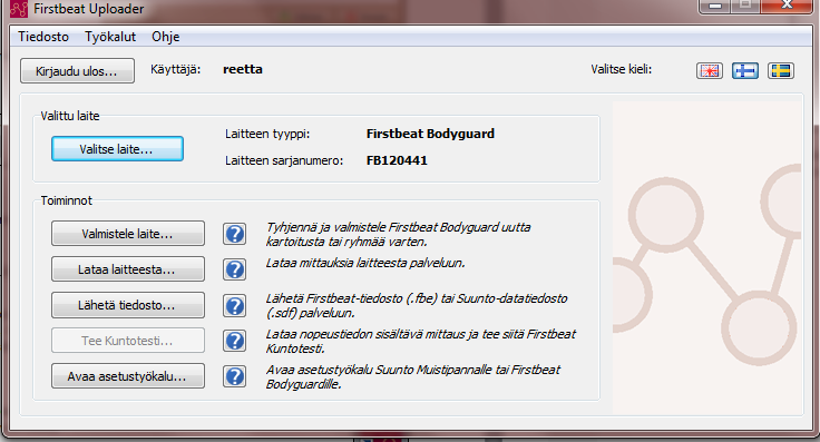38 4.3.2 Firstbeat Bodyguard Käyttäessäsi vanhemman mallista Bodyguard- tai muuta mittalaitetta noudata seuraavia ohjeita.