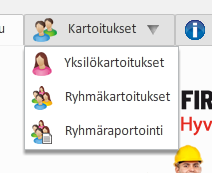 49 5. Kartoitusten valitseminen 5.1 Yksilöprofiilien ja kartoitusten valitseminen 1. Kirjauduttuasi Hyvinvointianalyysiin valitse etusivulta Kartoitukset Yksilökartoitukset.