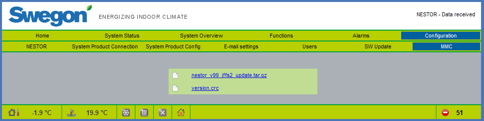 6.6.6 SW Update Ohjelman päivityssivulla käyttäjä voi nähdä, mikä ohjelmaversio NESTORissa on.