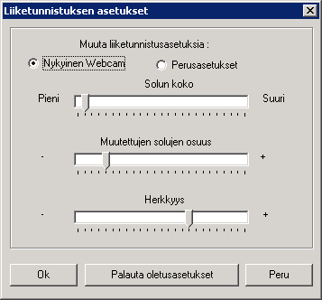 Liiketunnistus Kun kamera käy, Netcam Watcher Professional vertailee peräkkäisiä kuvia toisiinsa etsien liikettä (eroja kuvissa).