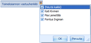 84 (/ 92) suodatusehtoja. Sen jälkeen ohjelma tuo tiedot näkyville Pivot taulukkoon. Jos asiakas tekee itse raporttia, on pivot oletuksena tyhjä.