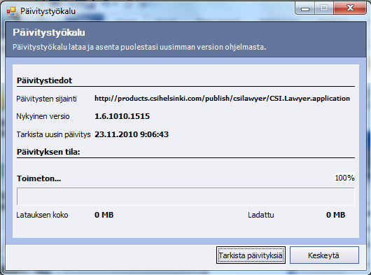 89 (/ 92) 7 Ohjelman päivitys Ohjelmiston pääkäyttäjä voi päivittää ohjelmiston.