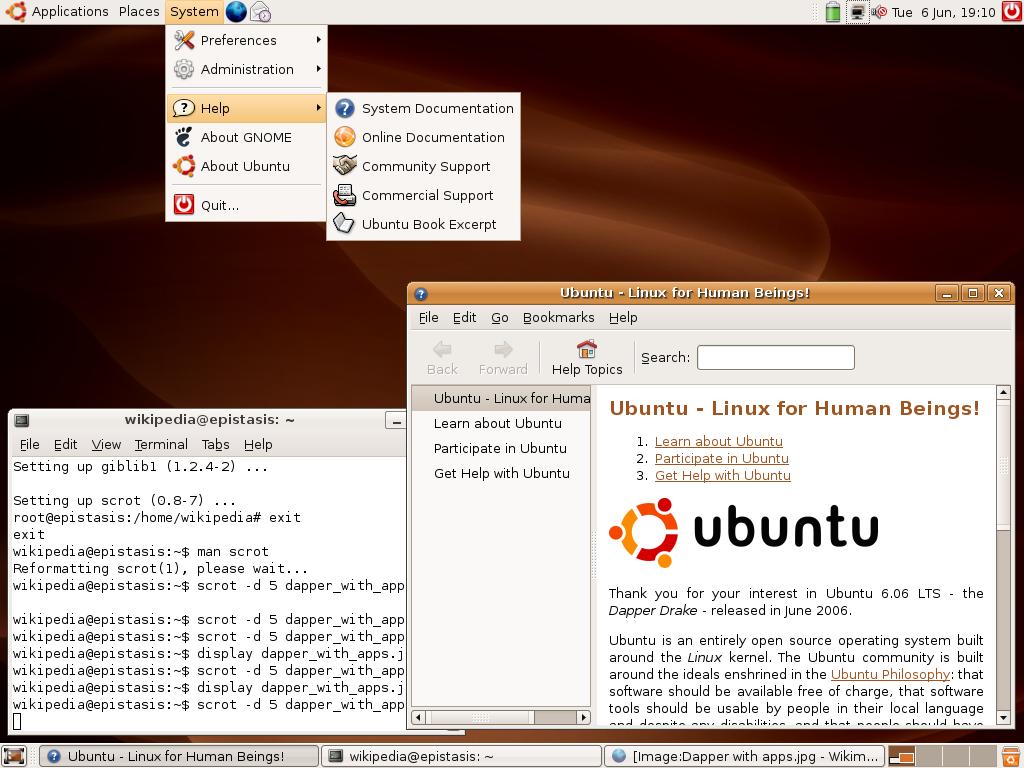Ubuntu tutuksi/tulostettava versio 11 Työpöytä Paneelit ja valikot Ubuntun työpöydällä on Microsoft Windowsista poiketen paneelit sekä alhaalla että ylhäällä.