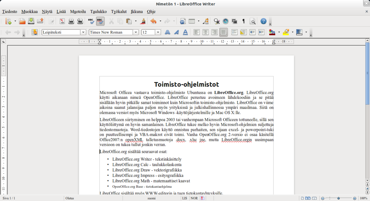 Ubuntu tutuksi/tulostettava versio 19 Vim / gvim / nvi Emacs Mousepad Leafpad Kate Yleisimpien ohjelmien esittely Toimisto-ohjelmistot Microsoft Officea vastaava toimisto-ohjelmisto Ubuntussa on