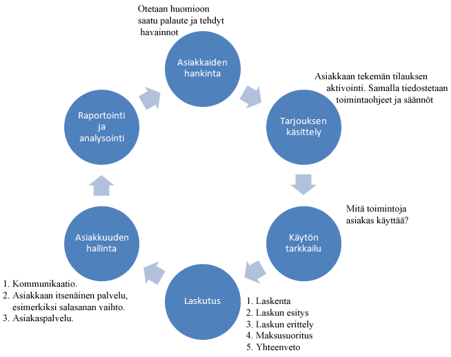 18 Kuva 6. Asiakkaan elinkaari SaaS-ympäristössä. (Sullivan 2008, s. 261 263) 3.