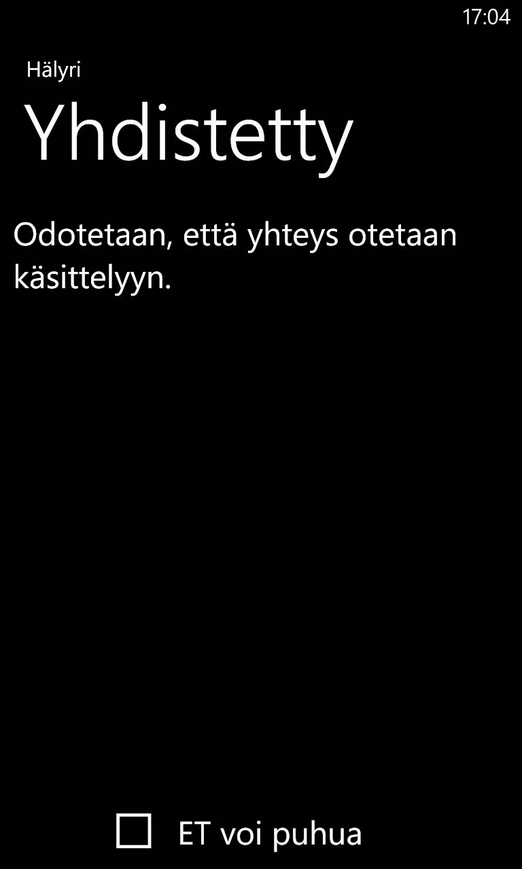 Kun yhteys hätäkeskukseen on muodostettu, vaihtuu sovellukseen kuvan 4.6 näkymä.