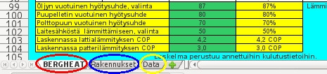 [CONTROL] + [SHIFT] + [F9] ALASIVU -VALINTA Taulukko-ohjelman vasemmassa alakulmassa on sivunvalinta -toiminto. Valittavissa on BERGHEAT = pääsivu, = aloitussivu.