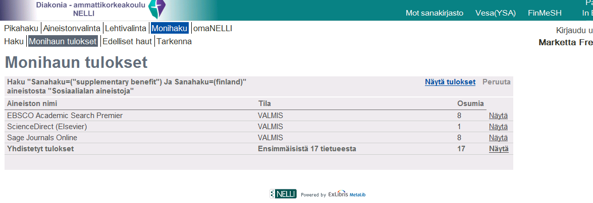 15 MOT-sanakirjapalvelu YSA-sanasto (VESA) MeSH-sanasto,