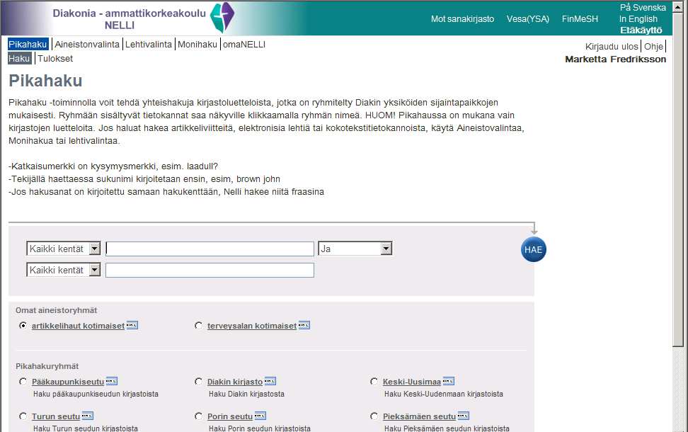 Kaikkiin Nellissä oleviin aineistoihin voidaan tehdä nyt hakuja miltä tahansa internetiin kytketyltä tietokoneelta.