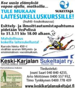 Vuosina 2003 2012 on järjestetty yhteensä kahdeksan laitesukelluksen peruskurssia, kolme laitesukelluksen jatkokurssia ja kaksi laitesukelluksen syventävää jatkokurssia.