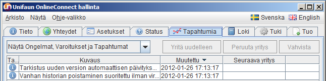 17 poistaa ohjelman automaattisesti. HUOM! Jos tietokone käyttää UAC (User Access Control) -tekniikkaa ja hallintaohjelmaa ei suoriteta järjestelmänvalvojana, poistaminen todennäköisesti epäonnistuu.