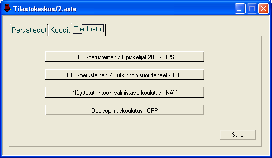 Logica KÄYTTÖOHJE 99 (122) Perustietojen antamisen jälkeen valitaan Tiedostot-välilehdeltä se tiedonsiirto, joka halutaan ajaa. Valinta avaa taulukkoikkunan, jossa on sarakkeina kaikki ko.