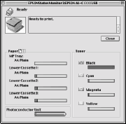Tulostimen tilatietojen näyttäminen Voit tarkkailla tulostimen tilaa ja näyttää tarvikkeiden tietoja EPSON Status Monitor -valintataulun avulla.