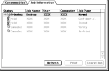 Job Management (Työn hallinta) -toiminnon käyttäminen Voit näyttää tulostustöiden tilatietoja EPSON Status Monitor -valintataulun Job Information (Työn tiedot) -valikon avulla.