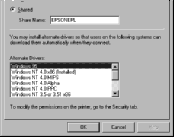 . Valitse lisäohjaimet. Huomautus: Jos palvelimessa ja asiakaskoneissa on sama käyttöjärjestelmä, lisäohjaimia ei tarvitse asentaa. Napsauta vaiheen jälkeen OK. Windows NT.