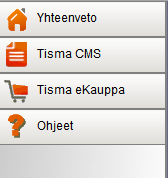 2 Tietojen ylläpito verkkokaupan hallintapaneelissa Tisma ekaupan asetuksia muokataan Tisma CMS:n hallintapaneelista.